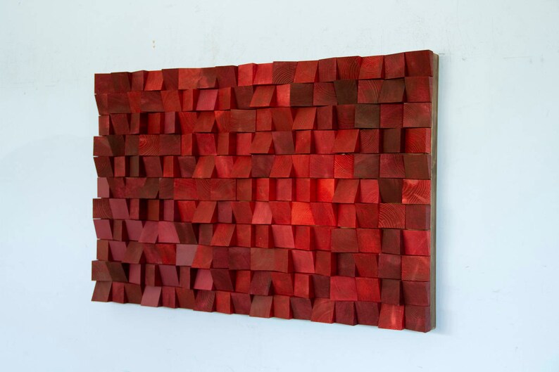 Wood Wall Art SALE Monochromatic Wood Art in Red New 2017 Etsy UK