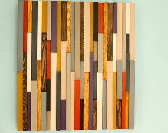 Wood Wall Art Sculpture 3D Abstract Wood Sculpture, arte murale recuperata, pronta per la spedizione