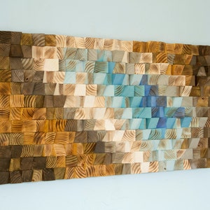 Modern Wood wall Art, Reclaimed, Indigo wood art, Ready to Ship, geometric wood art image 3