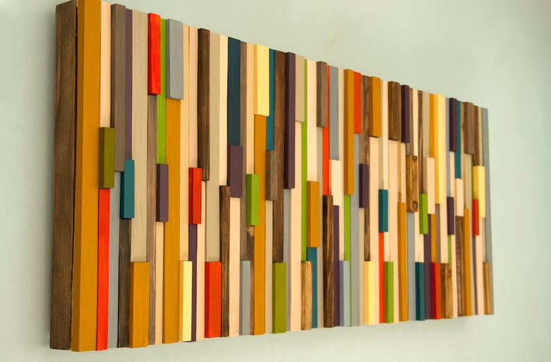Mid Century Wall Art Reclaimed Wood Sculpture Painted Pieces 2018 Colour Trends