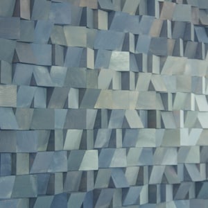 Wood Wall Art, monochromatic wood art, concrete wall art, wooden sound diffuser, wood sound diffusor,