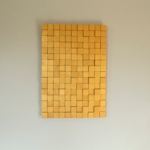 Gold Wood wall Art, 3D Wood Wall Art Decor, golden wood mosaic, geometric art, ready to ship image 3