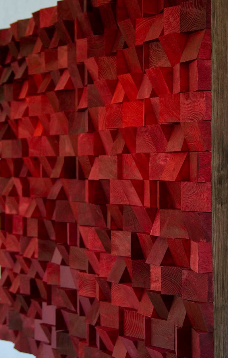 Wood Wall Art SALE Monochromatic Wood Art in Red New 2017 Etsy