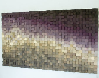 Purple Wall Art, wooden wall decor large, mauve, concrete platinum wall art, sound diffuser