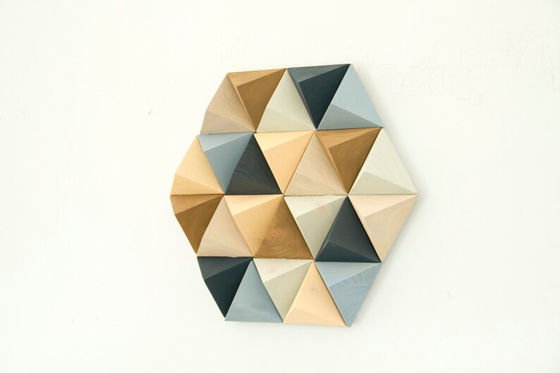 Wood Wall art geometric, hexagon, mid century wall art, unique wood art by Kasia Mc Art image 3