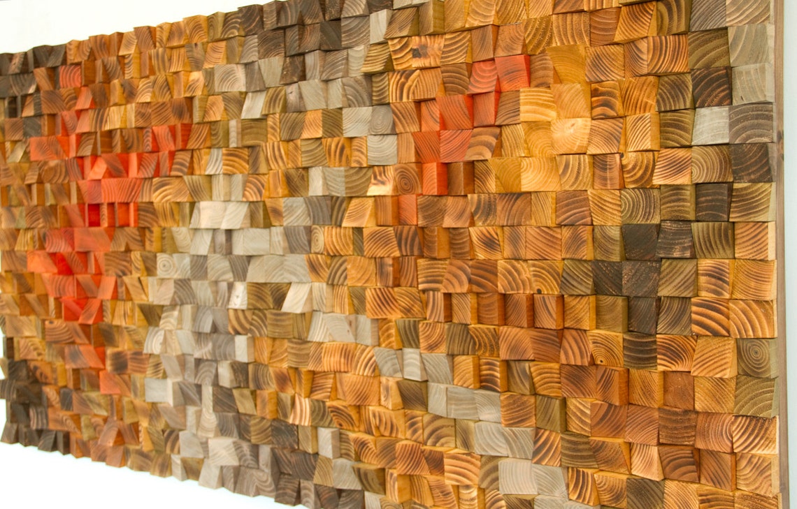 Large Rustic Art wood wall sculpture abstract painting on Etsy