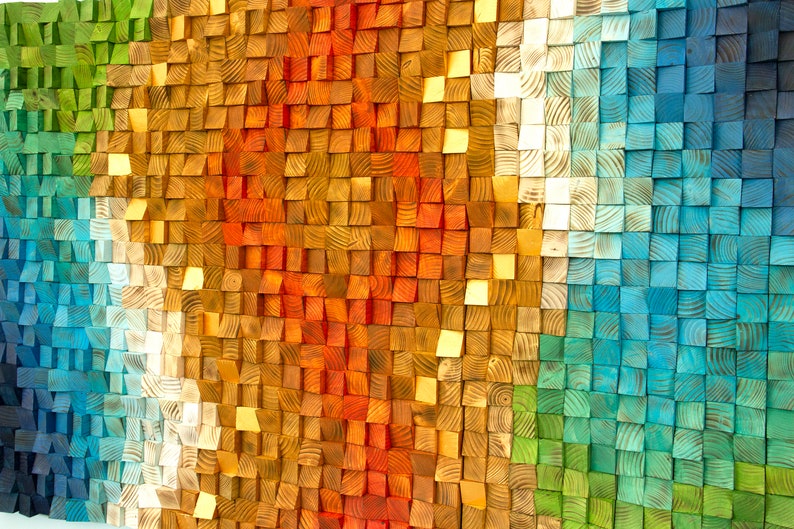 Norhtern Lights Wood Wall Art Pixelated Wood Wall Art Etsy