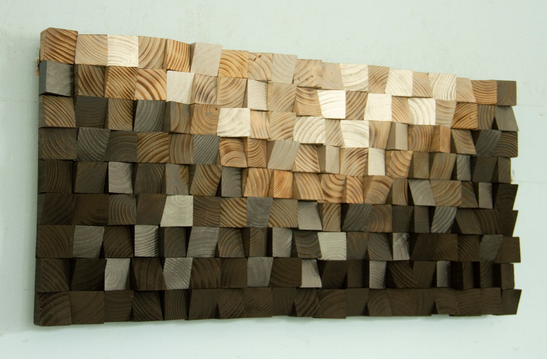 Black Wood Wall Art Silver Wood Art, READY TO SHIP Sound Diffusor Reclaimed Wood Wall Art silver