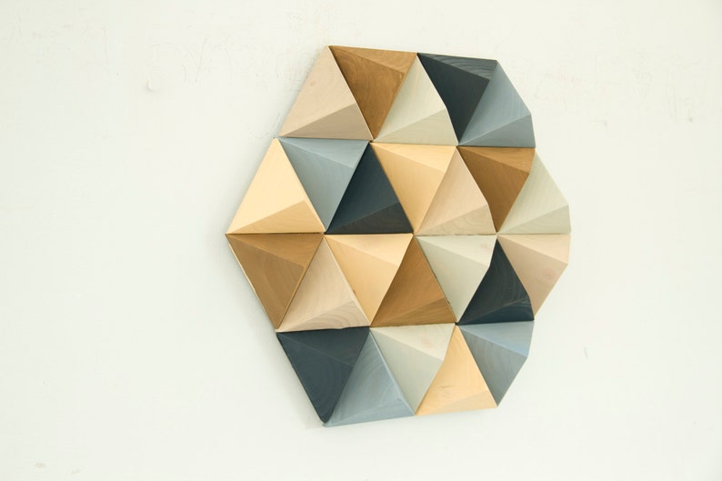 Wood Wall art geometric, hexagon, mid century wall art, unique wood art by Kasia Mc Art image 1