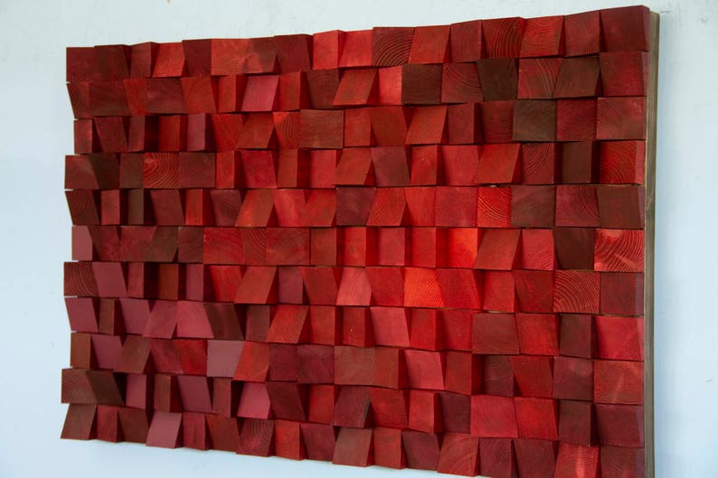 Wood Wall Art SALE Monochromatic Wood Art in Red New 2017 Etsy UK