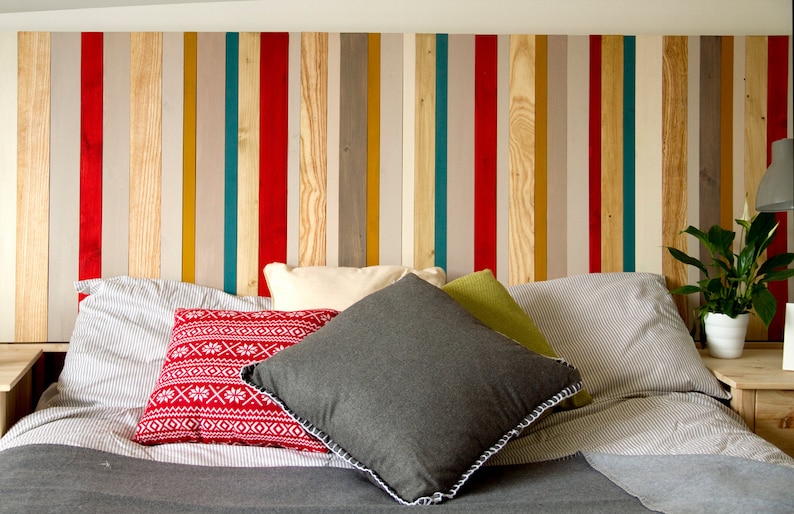 Modern Headboard from wood, Reclaimed Wood Furniture, hard wood headboard, custom sizes image 2