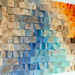 Rainbow Wood wall Art, abstract painting on wood, wood art sculpture, reclaimed wood art image 4