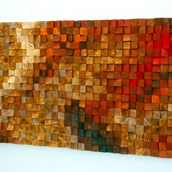 Arte de pared de madera recuperada - tendencia ahora - arte de madera 3D - escultura de pared de madera, arte abstracto de la pared
