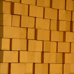 Gold Wood wall Art, 3D Wood Wall Art Decor, golden wood mosaic, geometric art, ready to ship image 2