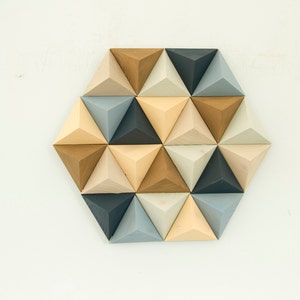 Wood Wall art geometric, hexagon, mid century wall art, unique wood art by Kasia Mc Art image 2