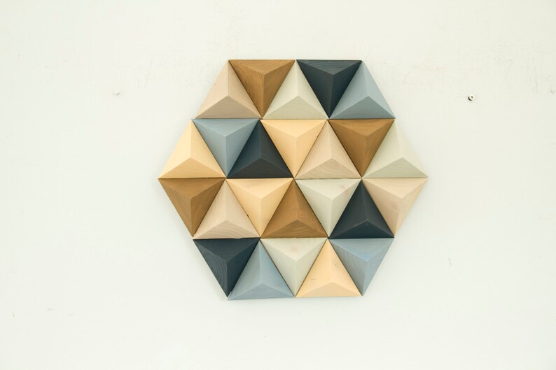 Wood Wall art geometric, hexagon, mid century wall art, unique wood art by Kasia Mc Art image 2