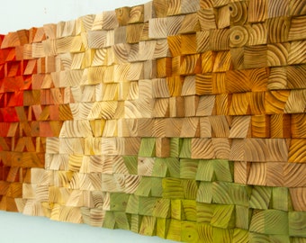 Reclaimed Wood Wall Art, houtkunst, geometrische muurkunst, houten muurkunst - "The touch of Earth" - v.2