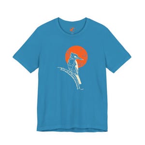 Sunset Kingfisher Tee - Hand-drawn Design for Nature Lovers and Bird Watchers