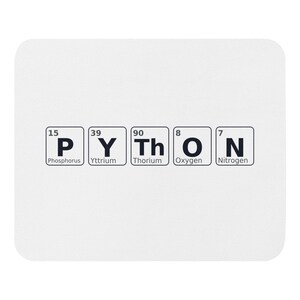 PYTHON Periodic Table Mouse Pad | Python Developer Desk Mat | Programming Language Mouse Pad