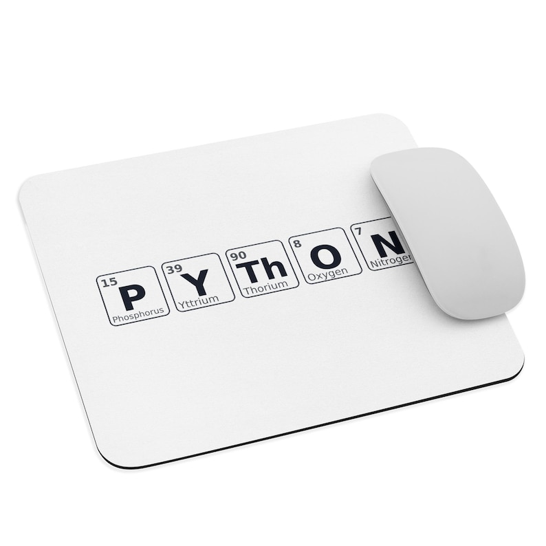 PYTHON Periodic Table Mouse Pad | Python Developer Desk Mat | Programming Language Mouse Pad