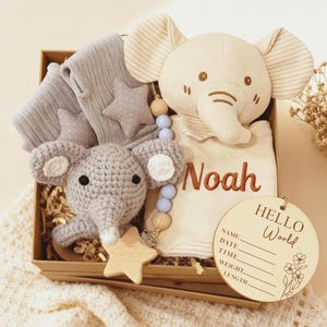New Baby Gift Set, Baby Box, New Baby boy gift, New Baby Girl Gift, Newborn gift box, Animal Teddy Gift, Baby Shower Gift,  Elephant Gift