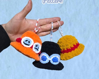 Pirate Hats Keychains Crochet Pattern LOW SEW Bundle