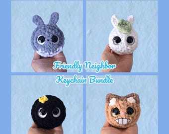 Mini Friendly Neighbor Keychains Crochet Pattern LOW SEW Bundle