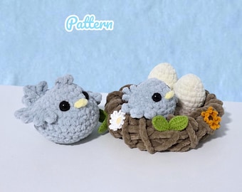 Patrón de crochet para familia de pájaros sin costuras