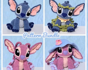 PAQUETE Monstruo de Kauai y Monstruo Ángel Patrón de crochet con atuendo