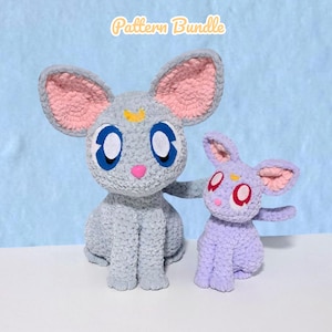 BUNDLE Large and Little Moon Cat Anime Cat Crochet Pattern