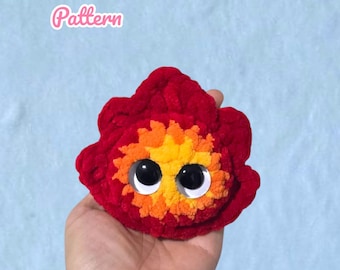 Patrón de crochet para llavero de mini demonio de fuego sin costura