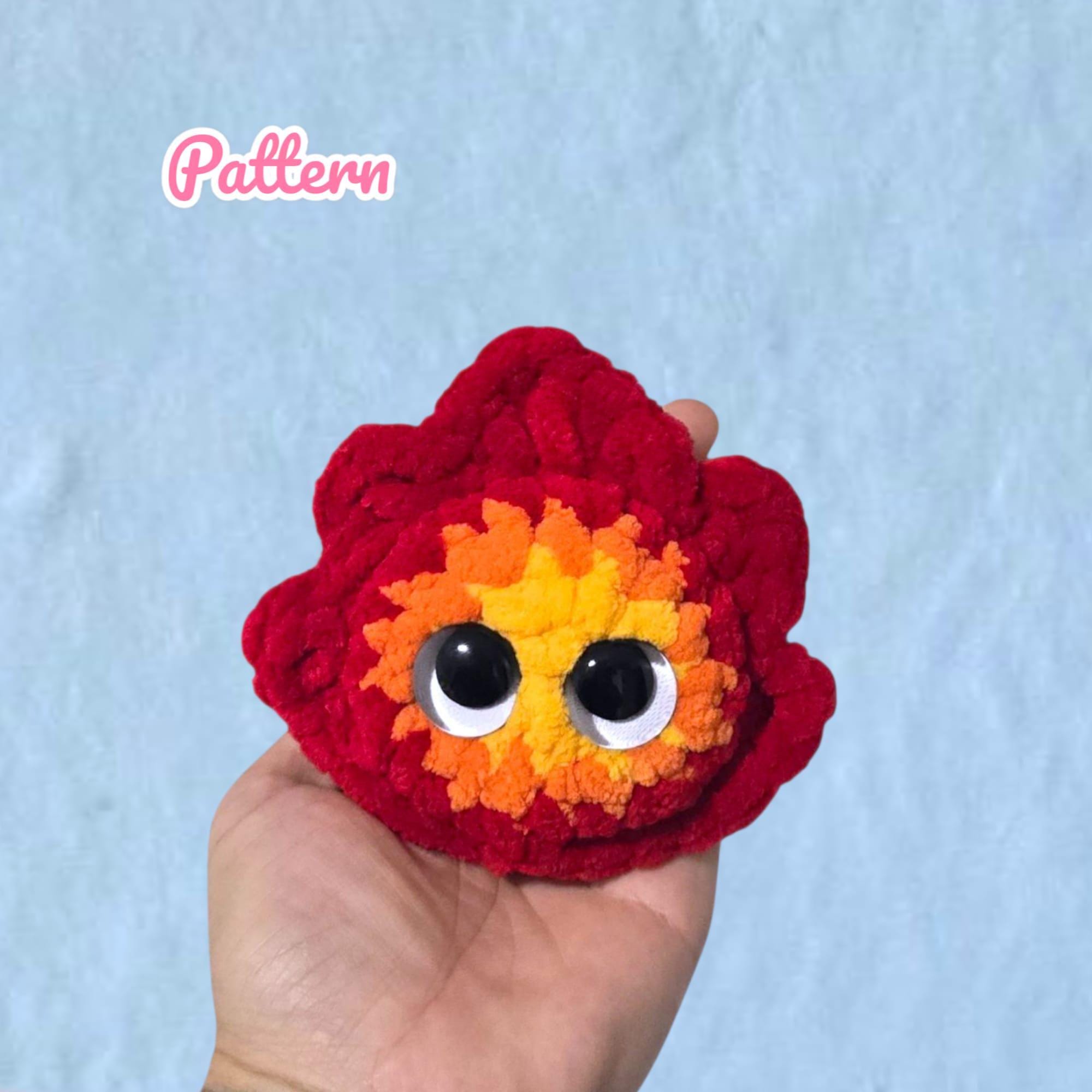 Mini Fire Demon Keychain Crochet Pattern