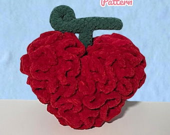 Patrón de ganchillo de fruta en forma de corazón / Patrón 2 en 1: Opción de costura baja y costura alta