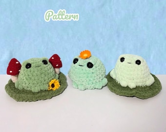 Patrón de crochet de rana, 3 diseños, sin costuras