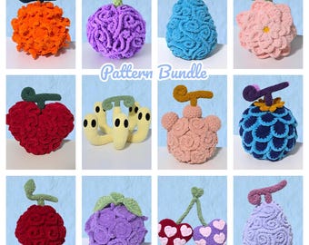 Paquete de patrones de crochet de Frutas del Diablo: 12 diseños de frutas