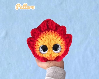 Patrón de crochet de demonio de fuego chibi sin costura