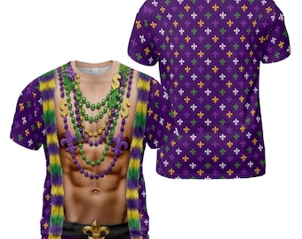 Mardi Gras Costume T Shirt Funny 3D Graphic Costume Tee