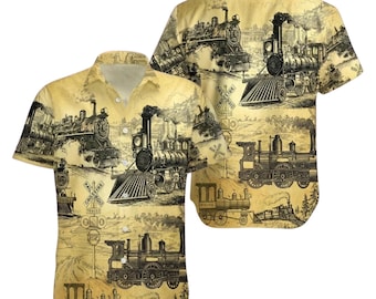 Vintage Train Locomotive Hawaiian Shirt