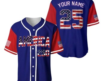 Custom USA Baseball Jersey, Personalized America Flag Shirt for Men Women