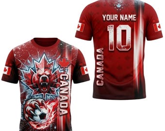 Custom Canada Soccer Jersey, Bear Football Shirt, Personalized Team T-Shirt
