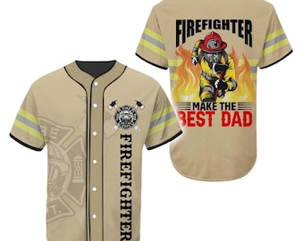 Firefighter Dad Baseball Jersey, Fire Rescue Shirt Gift for Fireman Dad
