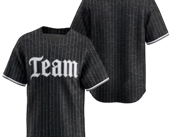 Black Baseball Jersey, Classic Team Script Sports Shirt