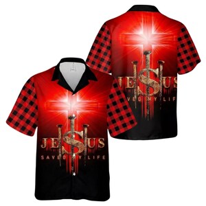 Jesus Saved My Life Hawaiian Shirt, Christian Buffalo Plaid Button Up