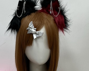 Diadema con orejas de gato de piel sintética, disfraz de gatito para cosplay, accesorios kawaii de anime