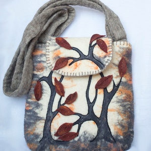Felted crossbody boho bag/ Art shoulder Bag