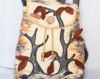 Felt bag, felted bag, boho bag, backpack, felted satchel