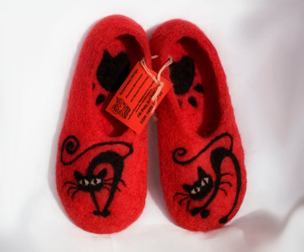 Felted Slippers Wool Slippers Home Slippers Cats Felt Etsy Australia