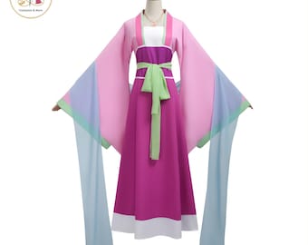 Women’s Cosplay Costume & Wig, Pink Dress, Anime Style, Halloween Party Outfit