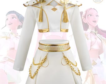 White Gold Girls Cosplay Outfit, Stage Performance Costume Set, Gift for Her