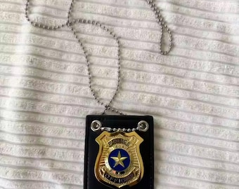Police Role Play Badge with Chain, Pretend Play Costume Accessory, Gift